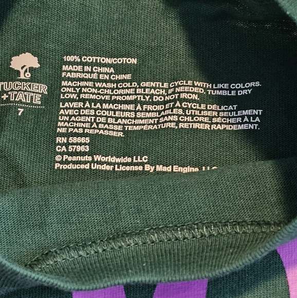 Tucker + Tate Long Sleeve Tee Shirt Peanuts Snoopy Woodstock Unisex Size 7 NEW - Picture 2 of 5